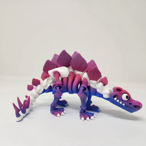 Stegosaurus Dinosaur Skeleton 3D Printed Articulated Flexi Factory Figure (m) - Picture 2 of 7